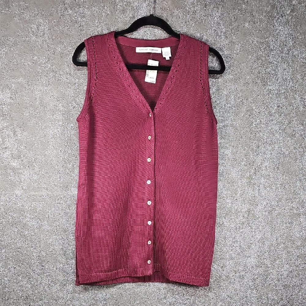 Y2K Caroline Kendrick Sweater Vest, Silk, Red Wine, Size Med, NEW w/FLAW